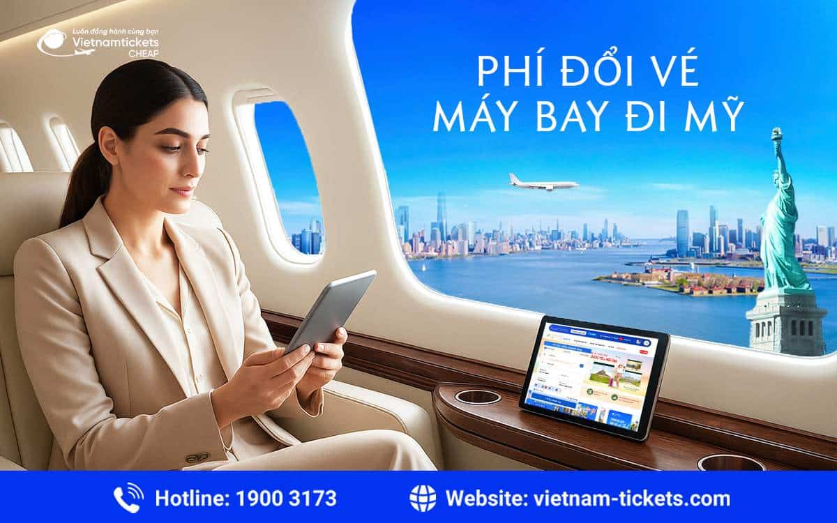 Phí đổi vé máy bay đi Mỹ