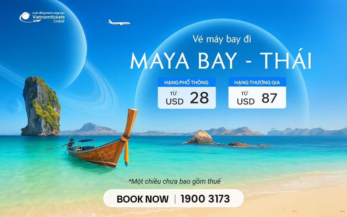 ve may bay di maya bay