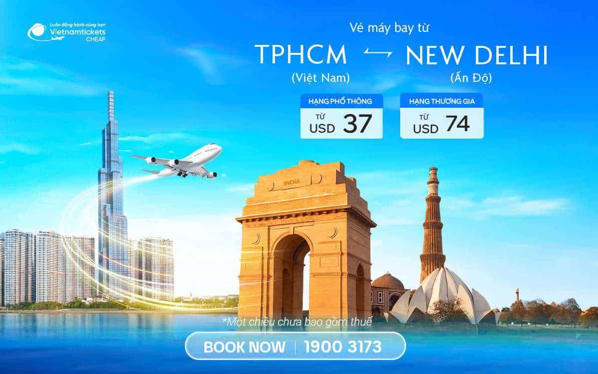 ve may bay tphcm di new delhi